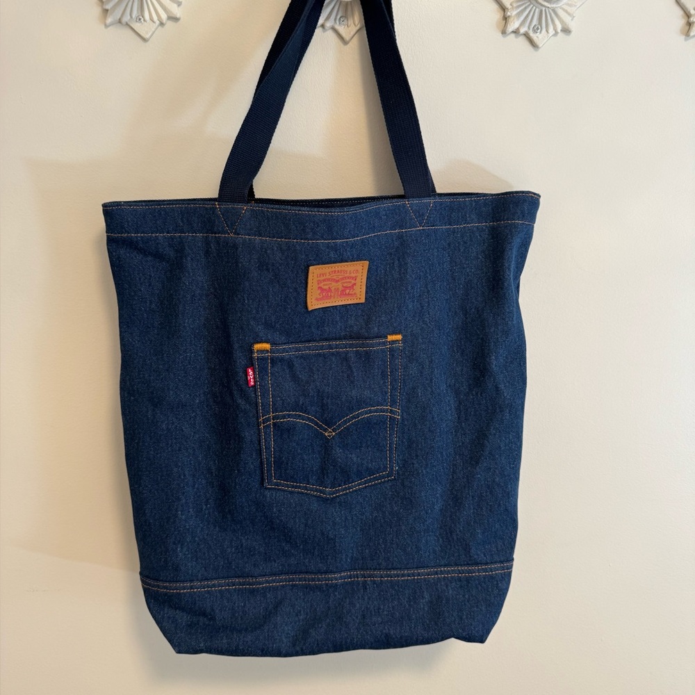 Levi's Dark Blue Denim Tote with Contrast Stitching